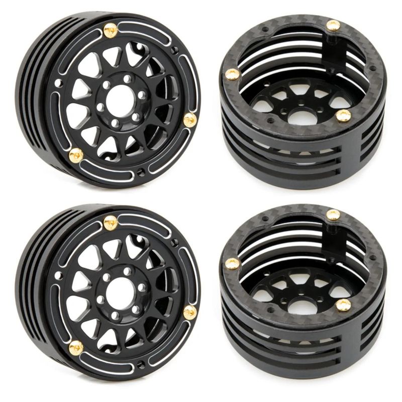 Rhino Carbon Fiber Aluminum 2.2 inch Performance Light Weight RC Car Crawler Wheel Axial SCX10 RBX10 RR10 Wraith MOA - R1011