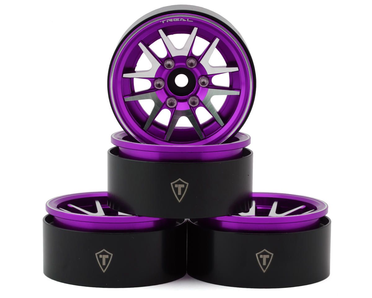 Treal Hobby Type L 1.9&quot; V-Spoke Beadlock Wheels (Purple) (4) - X003JBTL1R