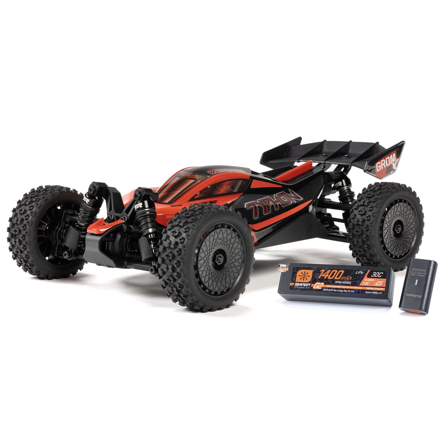 ARRMA 1/14 TYPHON GROM 223S DSC 4X4 RTR Brushless Buggy, Red (Battery &amp; Charger Included) - ARA2306ST1