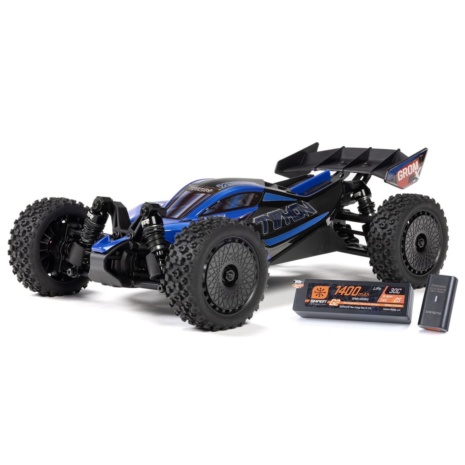 ARRMA 1/14 TYPHON GROM 223S BLX Brushless 4X4 Small Scale Buggy RTR with DSC (Battery &amp; Charger included), Blue  -ARA2306ST2