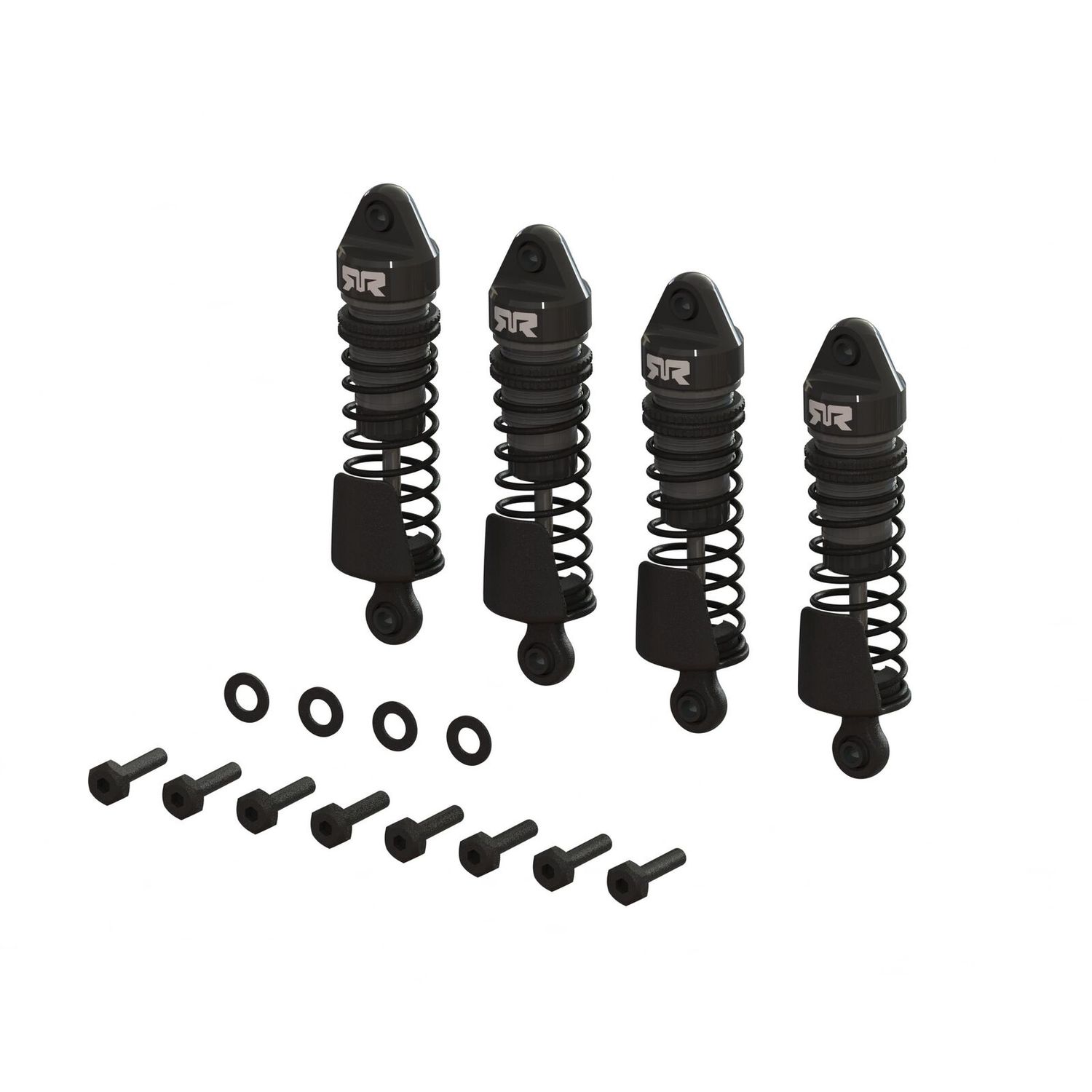 Arrma Aluminum Shock Set, 58mm Length, 2000cSt Oil (4), Gunmetal: GROM - ARA-1560