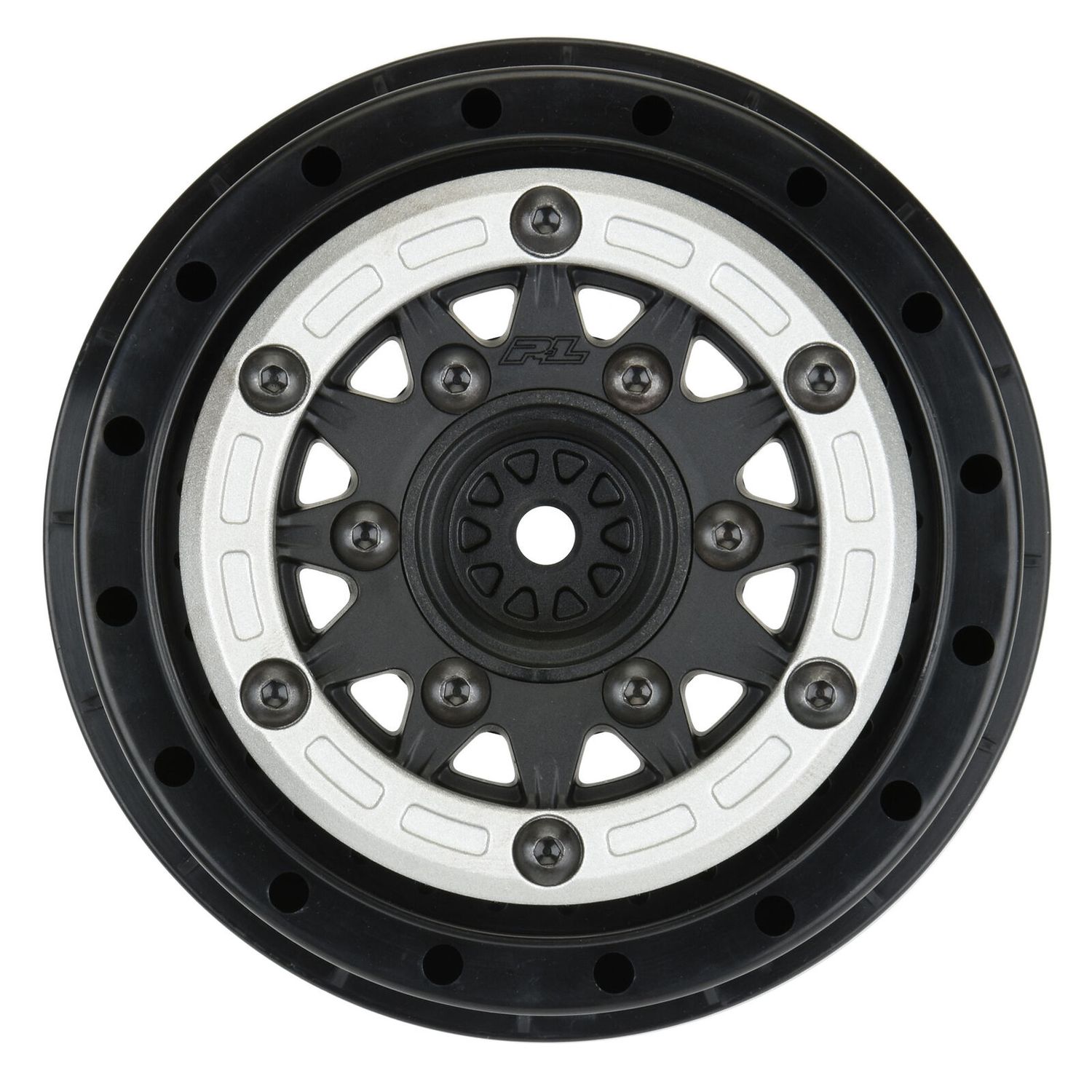 Pro-Line 1/10 Raid Bead-Loc Fr/Rr 2.2&quot;/3.0&quot; 12 &amp; 14mm SC Wheels (2) Silvr/Blk - PRO281103
