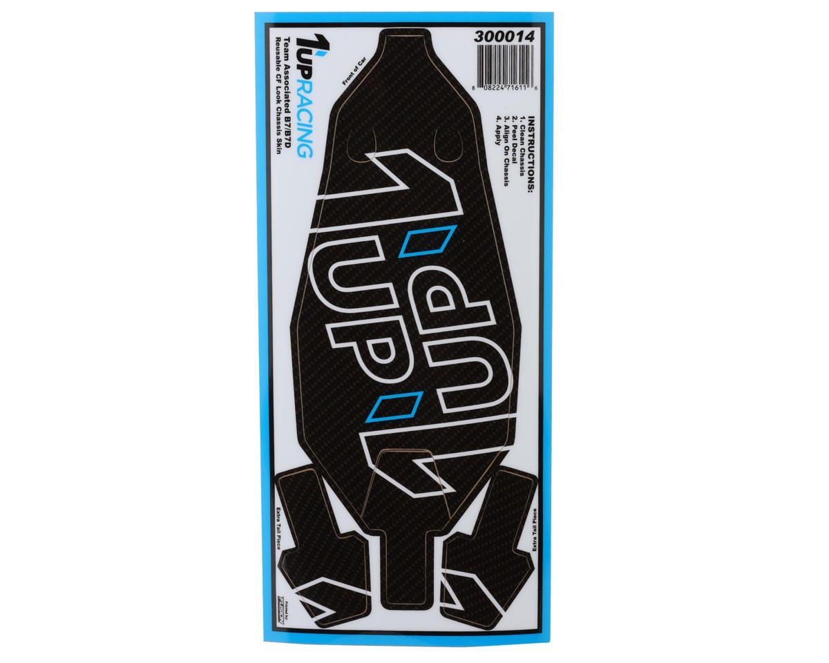 1UP Racing RC10B7/RC10B7D Twin 1UP Outline Logo Reusable Chassis Protector Sheet (Carbon)  - 1UP300014
