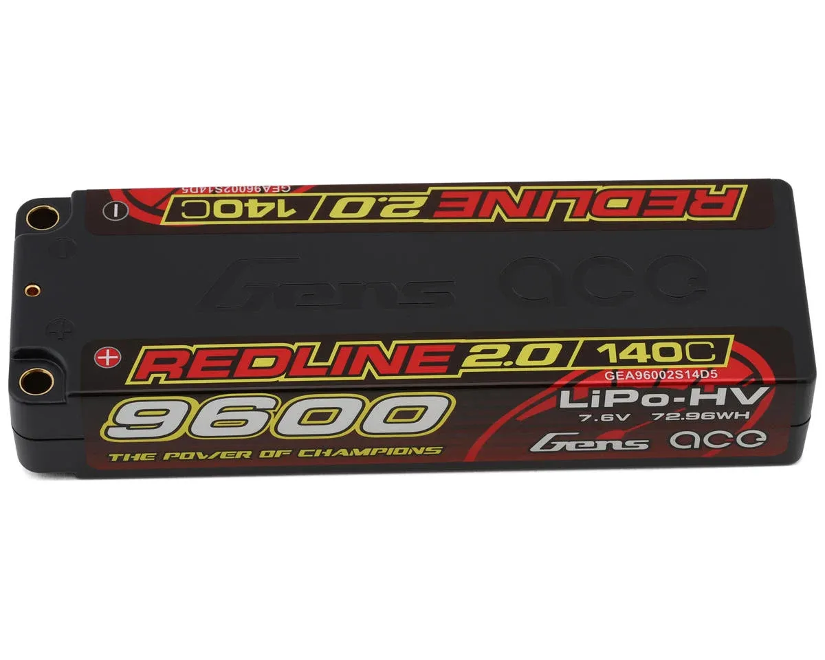 Gens Ace Redline 2.0 2S LiHV Battery 140C (7.6V/9600mAh) w/5mm Bullets - GEA96002S14D5
