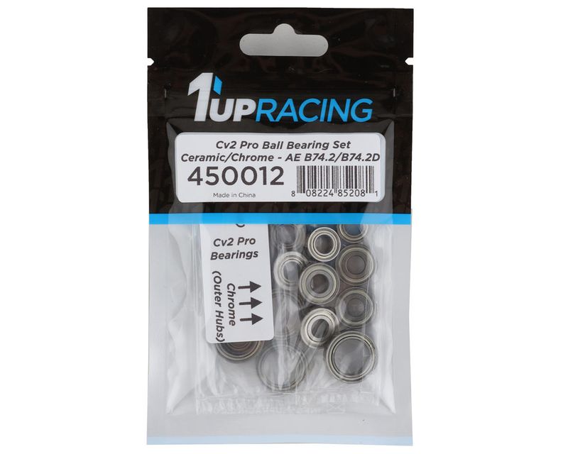 1UP Racing AE B74.2/74.2D Cv2 Pro Bearing Set (Ceramic/Chrome) - 450012