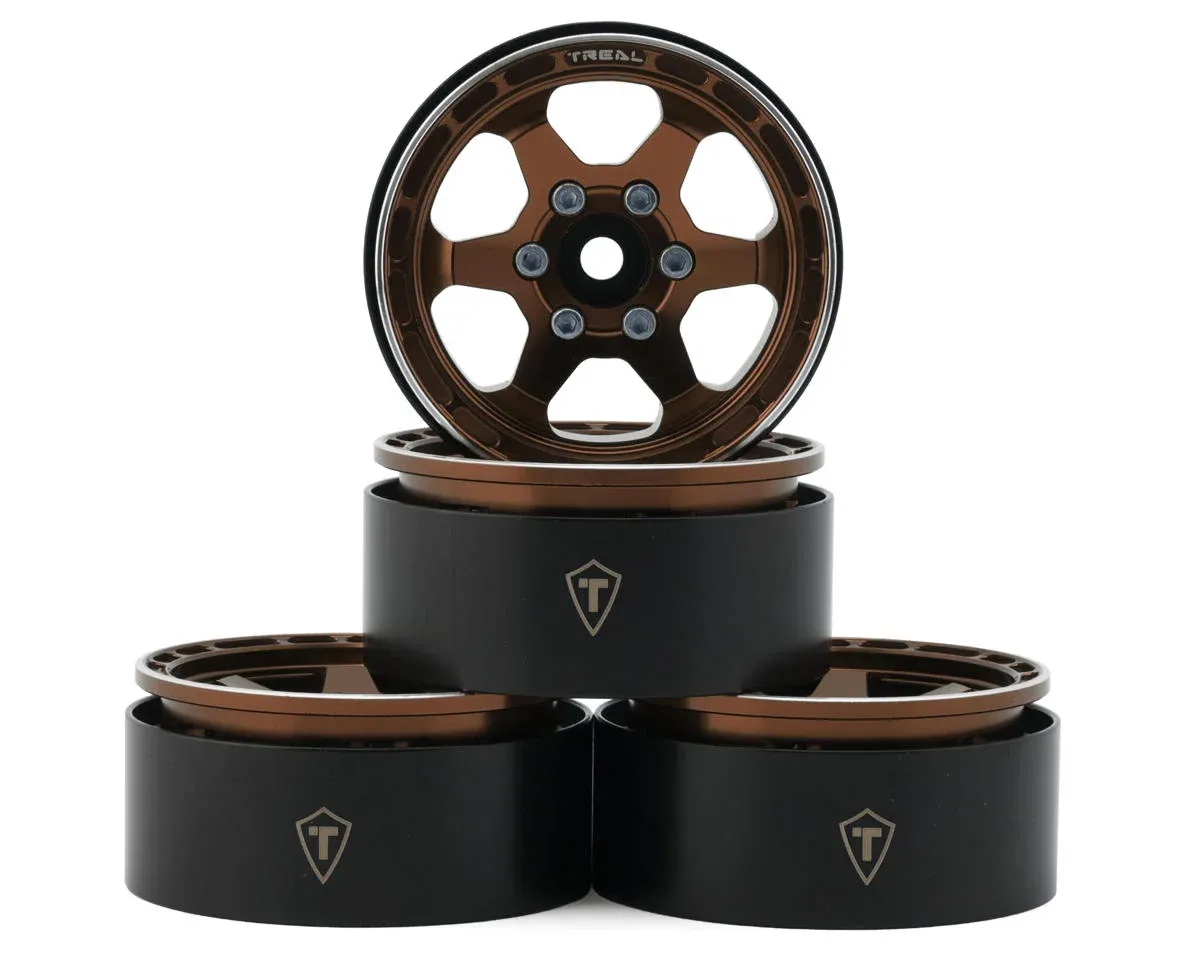 Treal Hobby Type H 1.9&quot; 6-Spoke Beadlock Wheels (Copper) (4) - X0037KWQUD