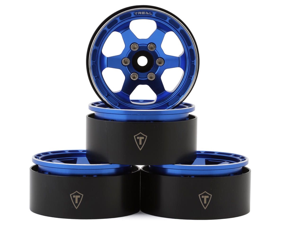 Treal Hobby Type H 1.9&quot; 6-Spoke Beadlock Wheels (Blue) (4) - X003SR4A31