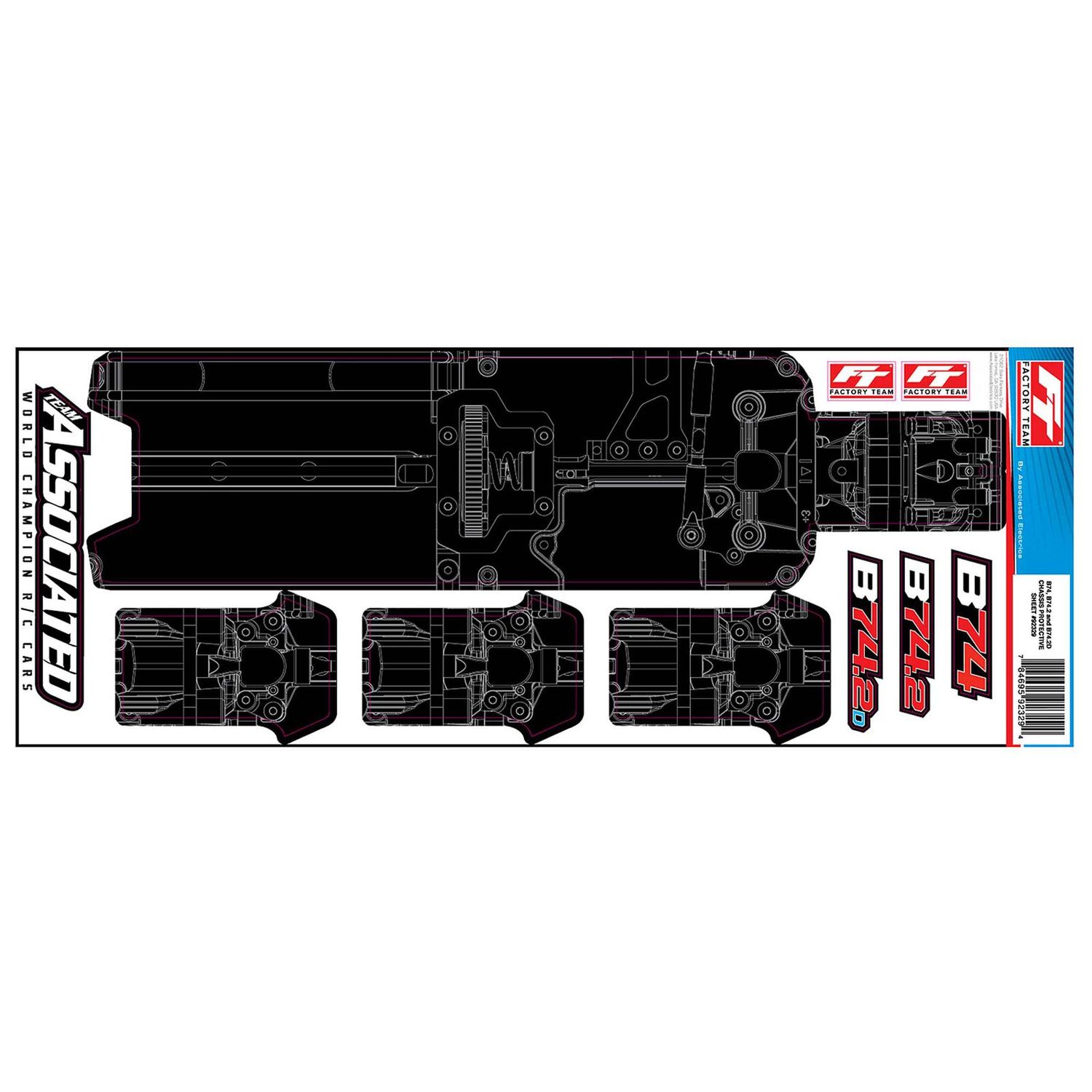 Team Associated  RC10B74.2 FT Printed Chassis Protective Sheet - 92329