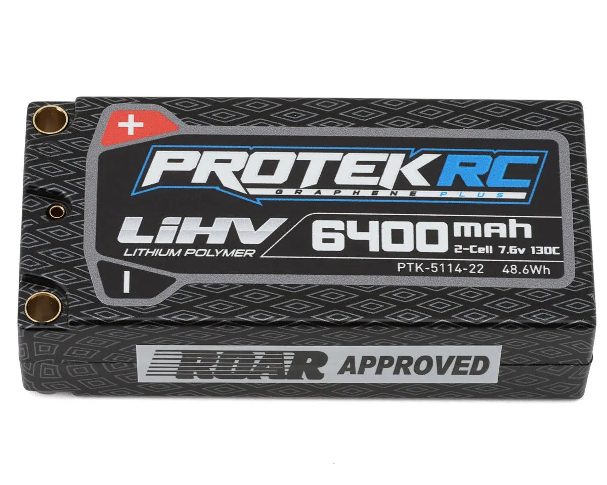 ProTek RC 2S 130C Low IR Si-Graphene + HV Shorty LiPo Battery (7.6V/6400mAh) w/5mm Connectors (ROAR Approved) -                   PTK-5114-22
