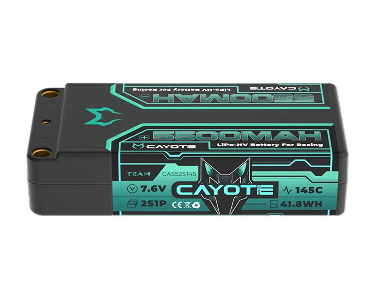 Cayote 2S 145C LCG Shorty LiHV Battery (7.6V/5500mAh) w/5mm Bullets - CYE552S145