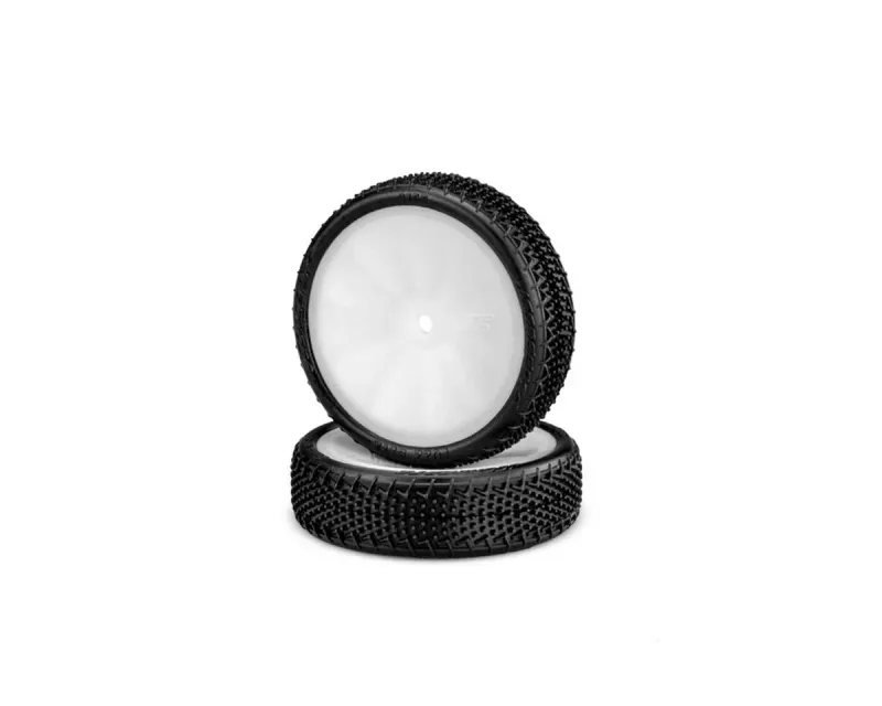 JConcepts Fuzz Bite LP 2.2&quot; Pre-Mounted 2WD Front Buggy Carpet Tires (White) (2) w/12mm Hex (Pink) - 3165-101011