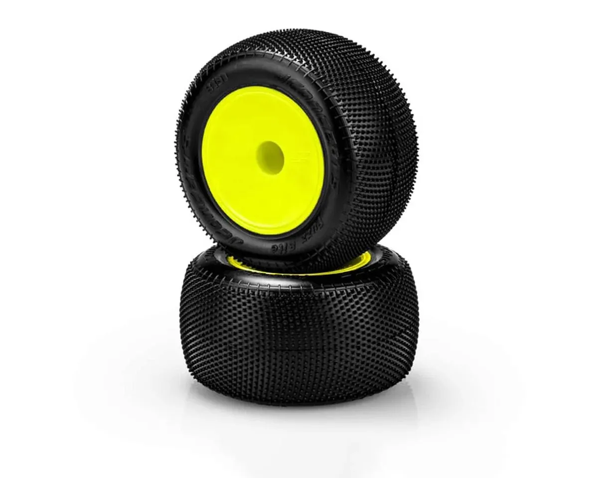JConcepts Fuzz Bite 2.2&quot; Pre-Mounted Stadium Truck Tires (Yellow) (2) (Pink) w/12mm Hex - 3191-201091