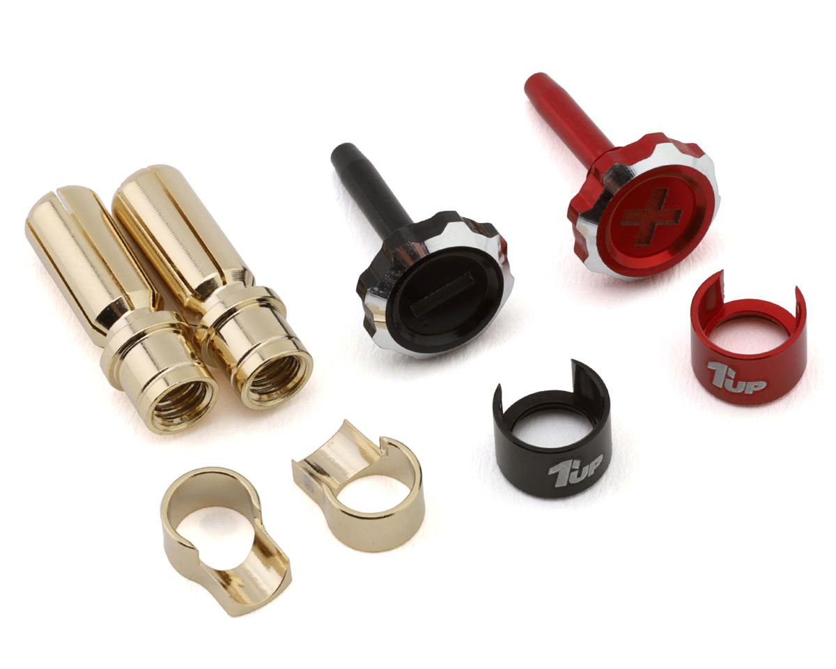 1UP Racing &quot;Lockdown&quot; Adjustable Bullet Plug Grips w/5mm Bullets (Red/Black) - 190455