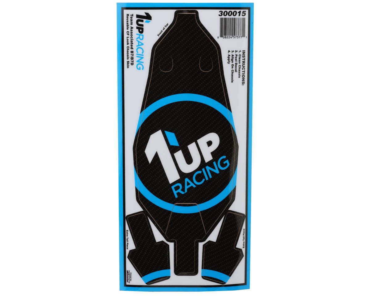 1UP Racing RC10B7/RC10B7D Stacked 1UP Logo Reusable Chassis Protector Sheet (Carbon) - 300015