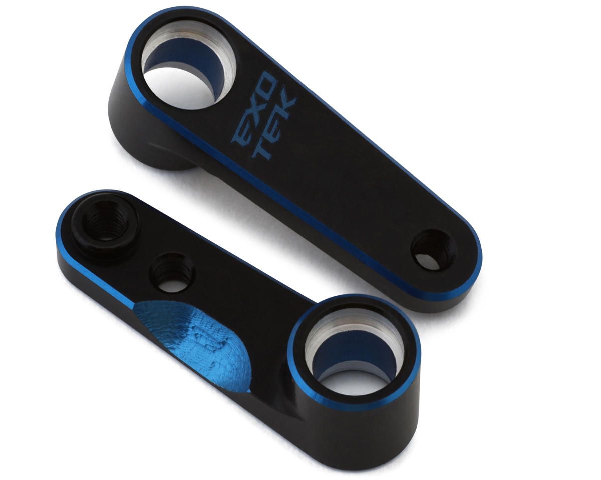 Exotek Associated B7 Aluminum HD Steering Cranks (Black/Blue) - EXO2241