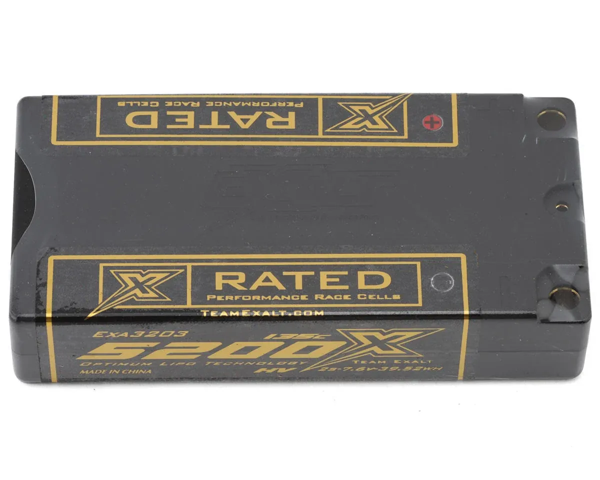 Team Exalt &quot;X-Rated&quot; LCG Shorty 2S 135C LiHV Battery (7.6V/5200mAh)  (ROAR Approved) - EXA3203