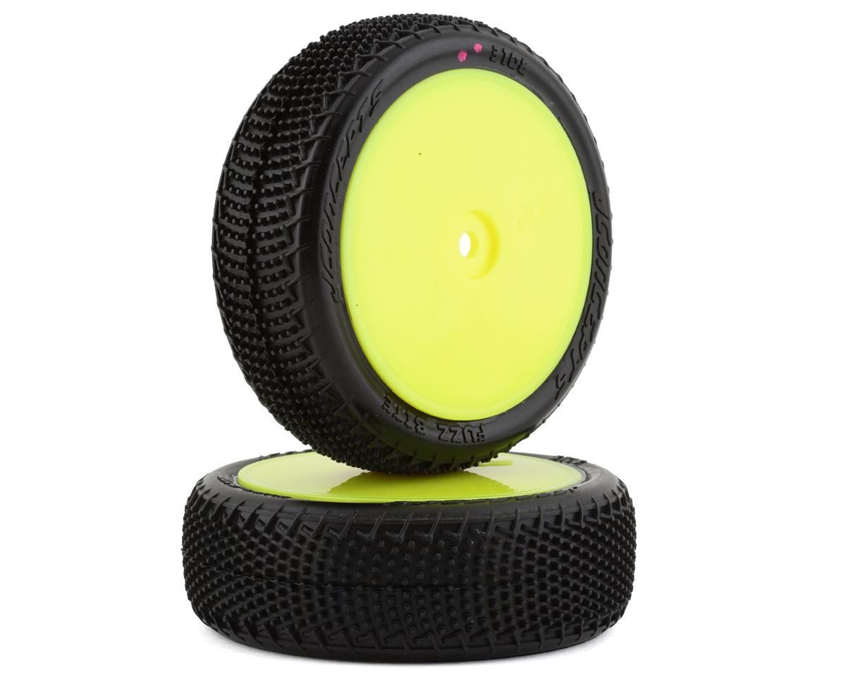 JConcepts Fuzz Bite LP 2.2&quot; Pre-Mounted 4WD Front Buggy Carpet Tires (Yellow) (2) w/12mm Hex (Pink) - 3108-201011