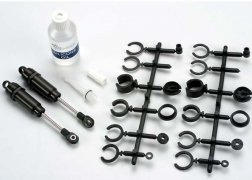Traxxas Big Bore shocks (long) (hard-anodized &amp; PTFE-coated T6 aluminum) (assembled with TiN shafts) w/o springs (front) (2) - tra2660