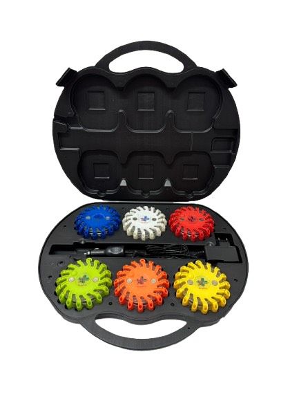 Valise ovale de 6 balises lumineuses led magnétiques et rechargeables - personnalisable BG-SAFETY