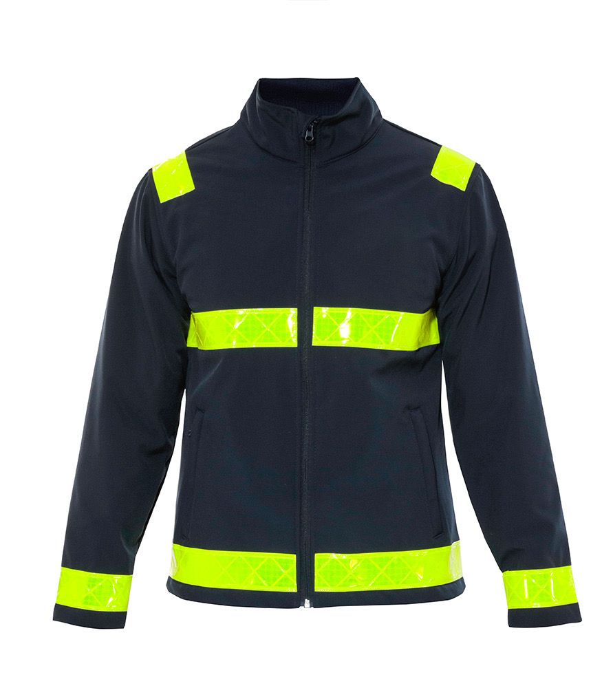 Veste softshell ambulancier marine bandes reflexite jaune DEXSER