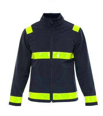 Veste softshell ambulancier marine bandes reflexite jaune DEXSER