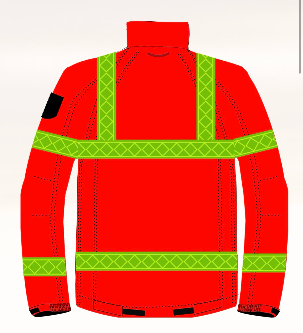 Veste softshell haute visibilité rouge fluo LOLA 4 bandes microprisme jaune CODUPAL