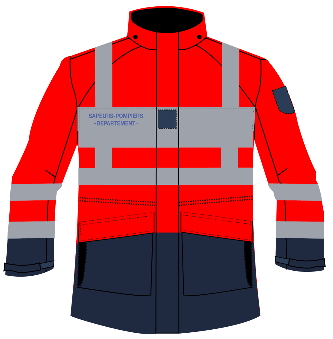 Parka / veste de pluie haute visibilité marquage sapeurs-pompiers ALEX HV1 microbilles CODUPAL