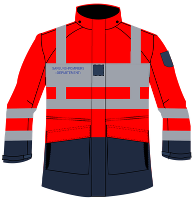 Parka / veste de pluie haute visibilité marquage sapeurs-pompiers ALEX HV1 microbilles CODUPAL Parka / veste de pluie haute visibilité marquage sapeurs-pompiers ALEX HV1 microbilles CODUPAL