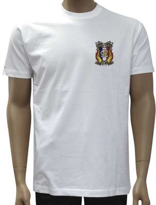 T-shirt blanc brodé sapeurs pompiers écusson
