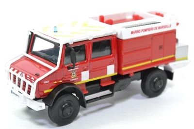 Véhicule miniature sapeurs-pompiers CCF Mercedes-Benz Unimog U5000 1/50 BBURAGO