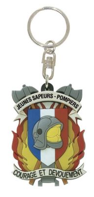 Porte clés pvc jeunes sapeurs pompiers écusson