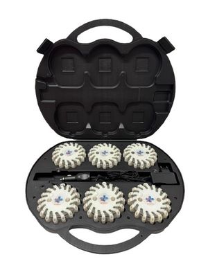 Valise ovale de 6 balises led blanc magnétique et rechargeable BG-SAFETY