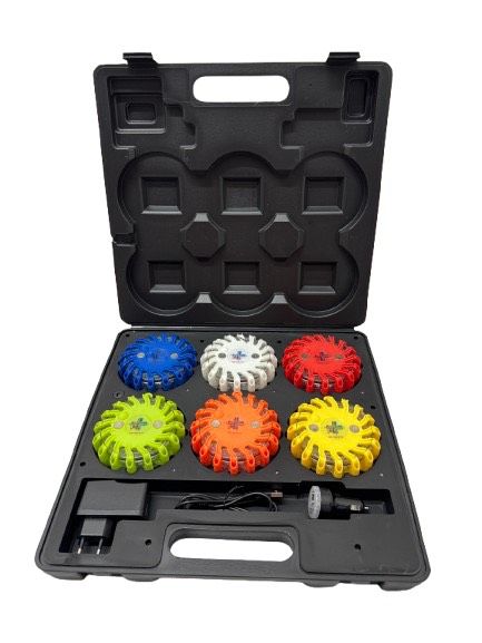 Valise rectangulaire de 6 balises lumineuses led magnétiques et rechargeables - personnalisable BG-SAFETY