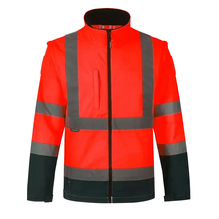 Veste softshell ZOE rouge haute visibilité manches amovibles CODUPAL