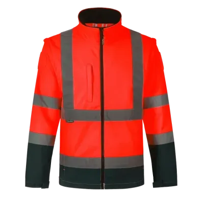 Veste softshell ZOE rouge haute visibilité manches amovibles CODUPAL