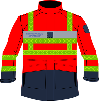 Parka / veste de pluie haute visibilité marquage sapeurs-pompiers ALEX HV1 microprisme CODUPAL