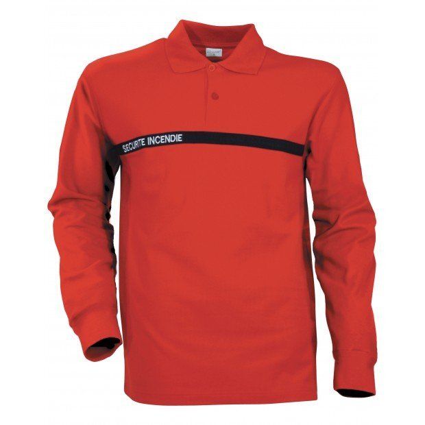 Polo sécurité incendie / SSIAP manche longue 100% coton