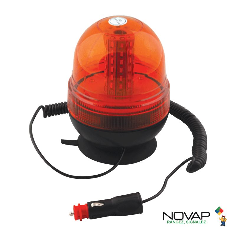 Gyrophare magnétique à LED prise allume cigare orange
