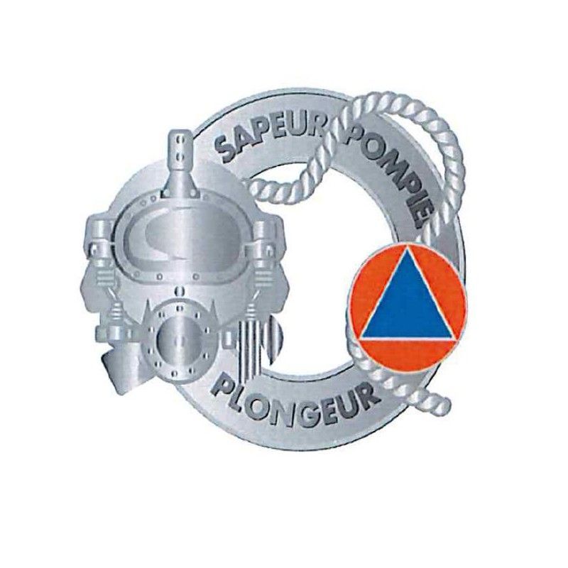 Insigne sécurité civile / sapeurs-pompiers SAL scaphandrier autonome léger chef d'unité SAL2 ARGENT