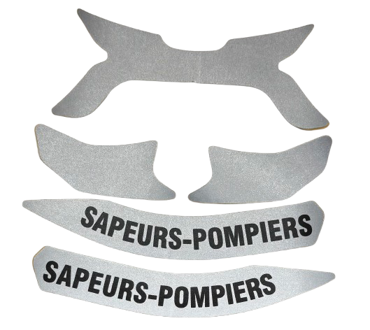 Kit 5 stickers / bandes de signalisation gris sapeurs-pompiers pour casque F2XR MSA