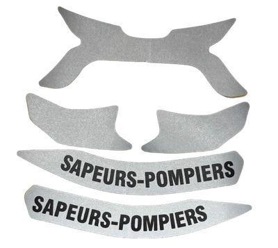 Kit 5 stickers / bandes de signalisation gris sapeurs-pompiers pour casque F2XR MSA Kit 5 stickers / bandes de signalisation gris sapeurs-pompiers pour casque F2XR MSA