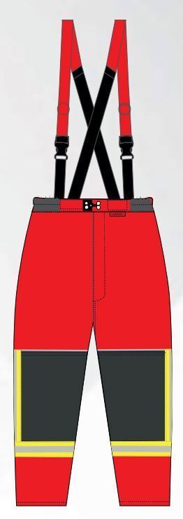 Surpantalon d'intervention textile sapeurs-pompiers niveau 1 rouge Triple Trim YPSILON sans poches MARTINAS