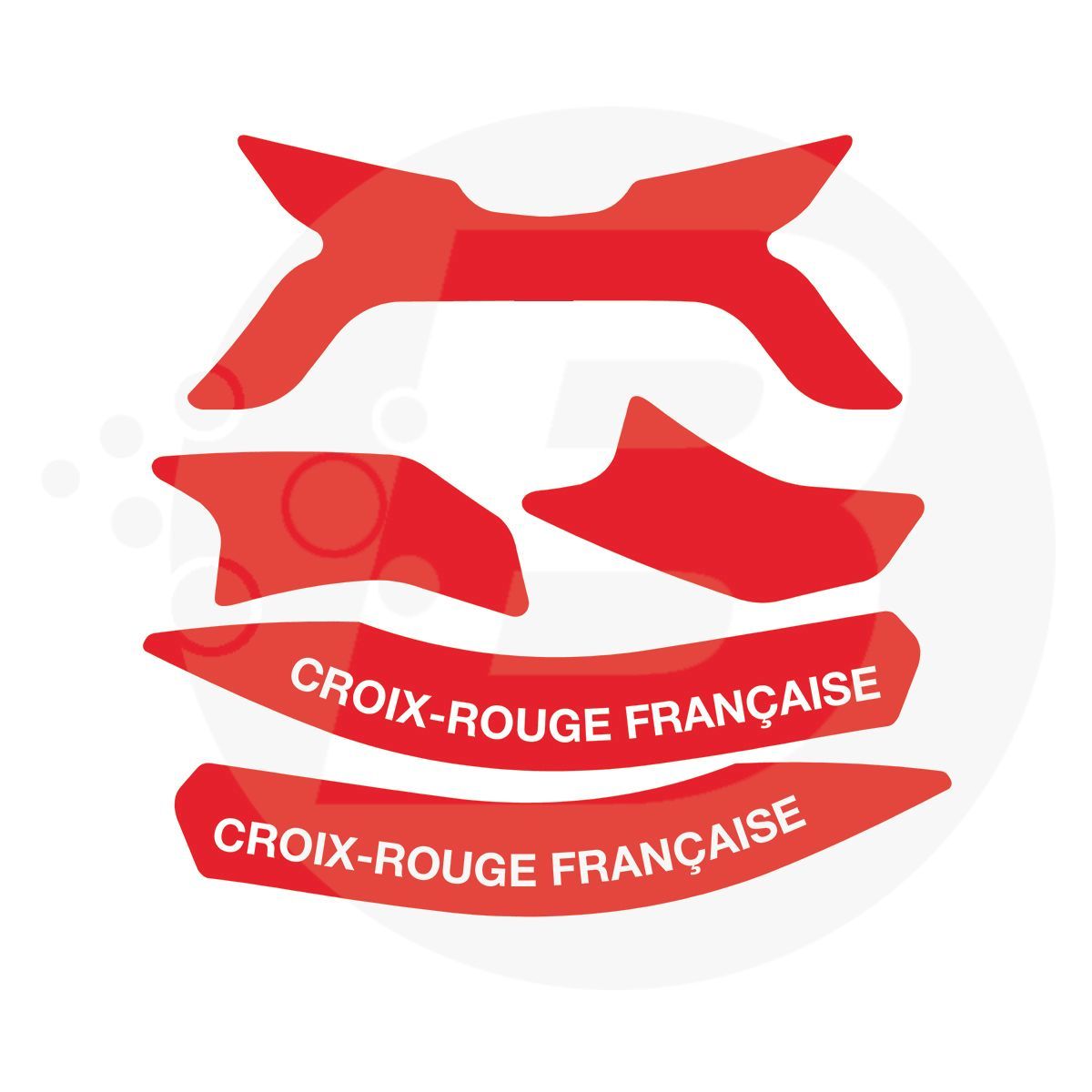 Kit 5 stickers / bandes de signalisation vinyle croix rouge française - rouge casque F2XR MSA