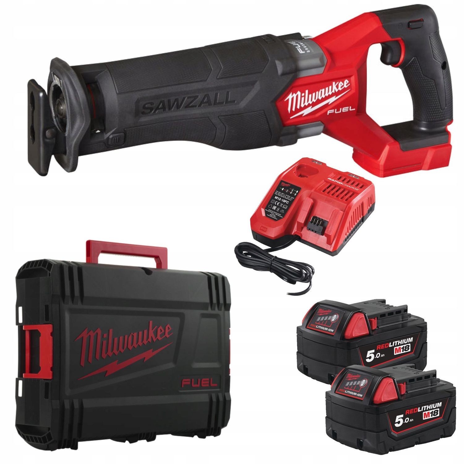 Kit scie sabre M18  FSZ-502X (scie sabre + 2 batteries 18 V 5Ah + 1 chargeur M12-18FC + coffret de transport) MILWAUKEE