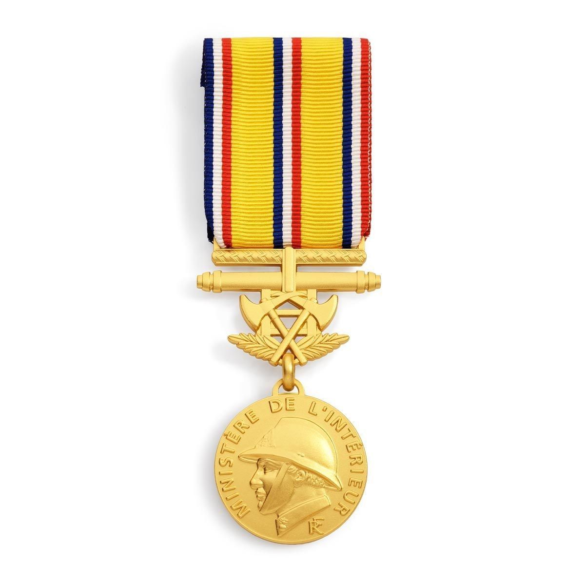 Médaille d’honneur ancienneté sapeurs-pompiers 40 ans de service GRAND OR