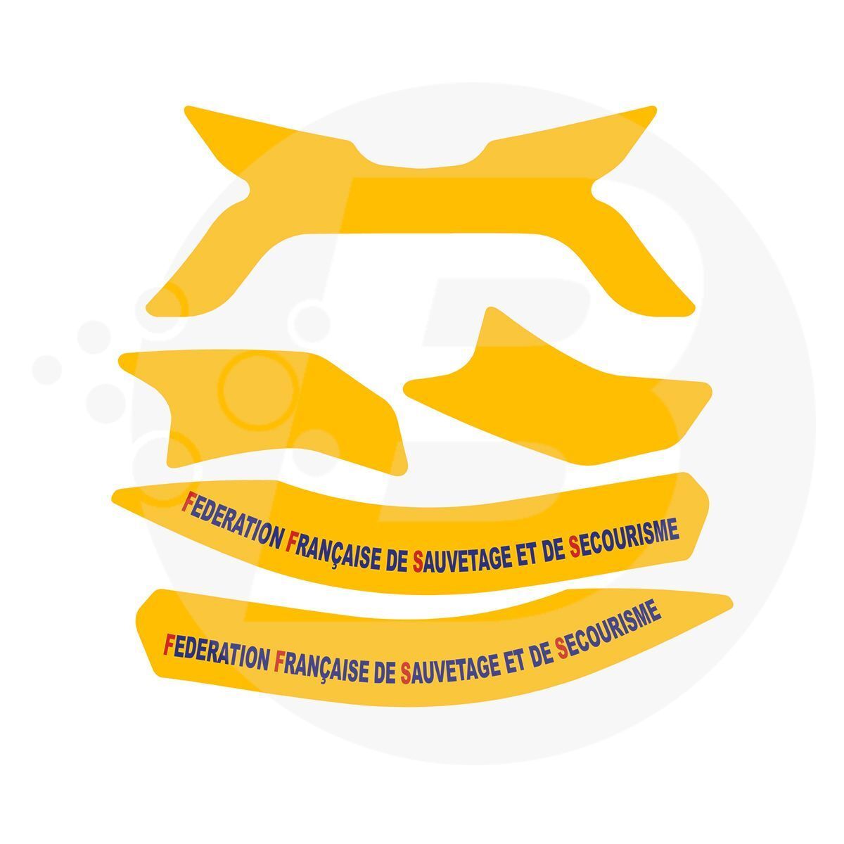 Kit 5 stickers / bandes de signalisation vinyle FFSS casque F2XR  MSA