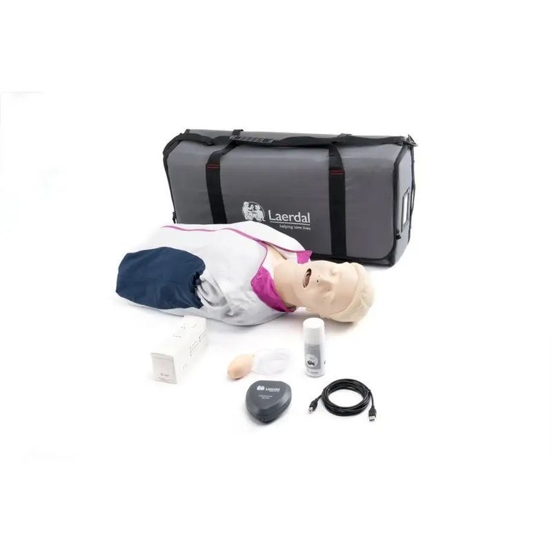 Mannequin de formation secourisme Nouveau Resusci Anne QCRP AW Airways + tête gestion VA voies aériennes Torse en sac semi-rigide LAERDAL