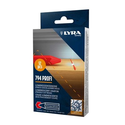 Craie de marquage à l’huile luminescente rouge 794® PROFI - Boite de 12 LYRA