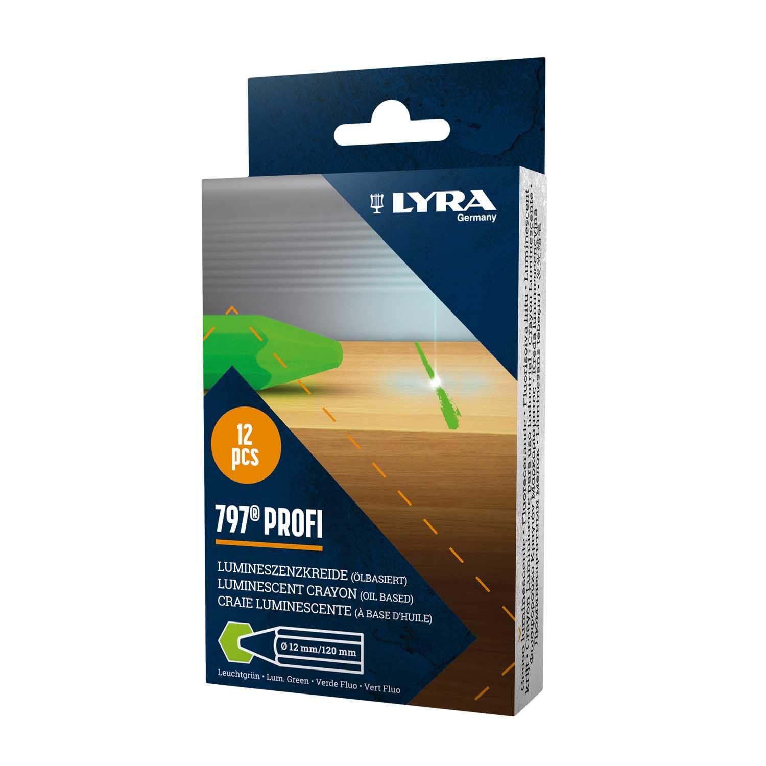 Craie de marquage à l’huile luminescente vert 797® PROFI - Boite de 12 LYRA