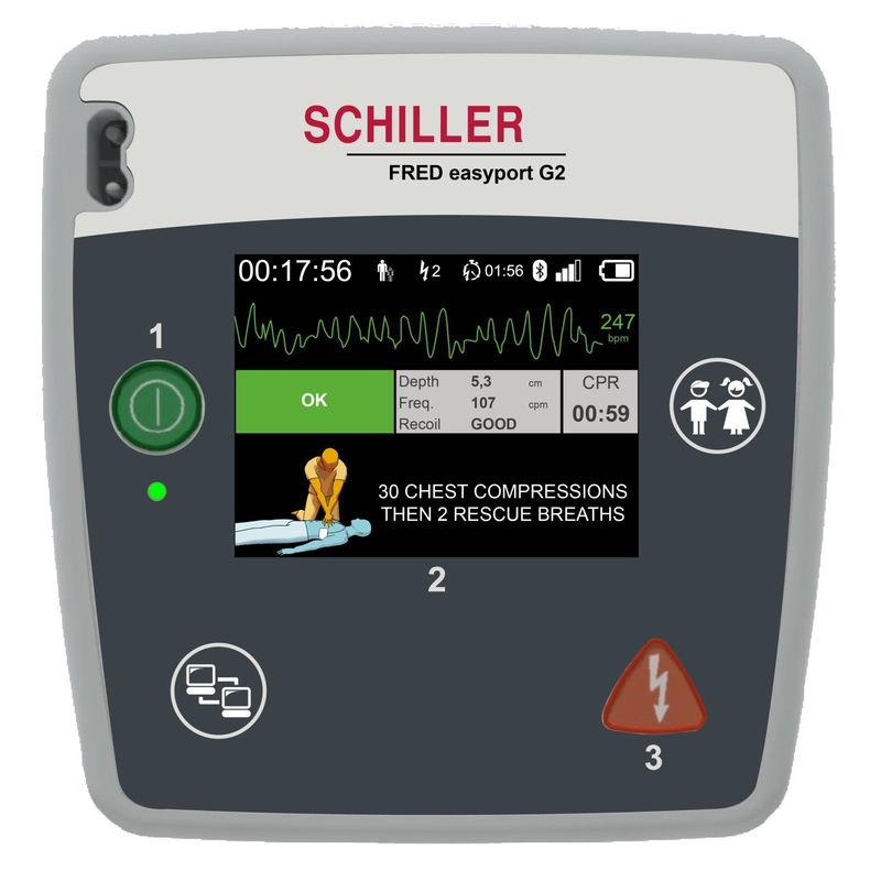 ​Défibrillateur cardiaque de poche SEMI AUTOMATIQUE DSA FRED EASY PORT PLUS SCHILLER